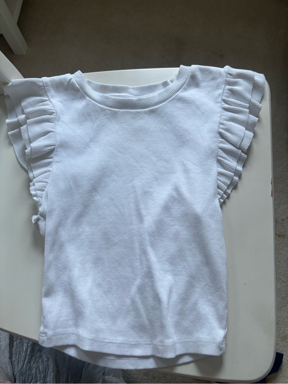 Zara White Ruffle Sleeve Tee